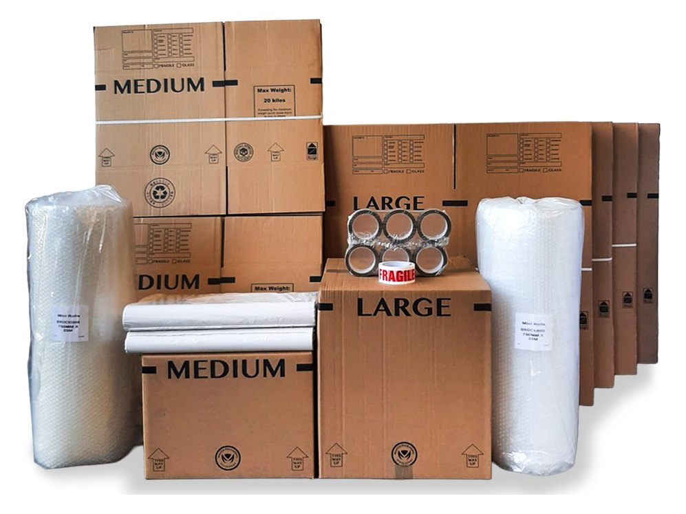 X-Large Home Pack kit: boxes, tape, paper and bubble wrap